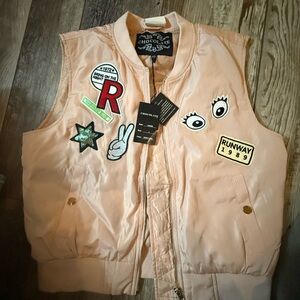 Chocolate Kids Vest with Fun Patches in Soft Pink